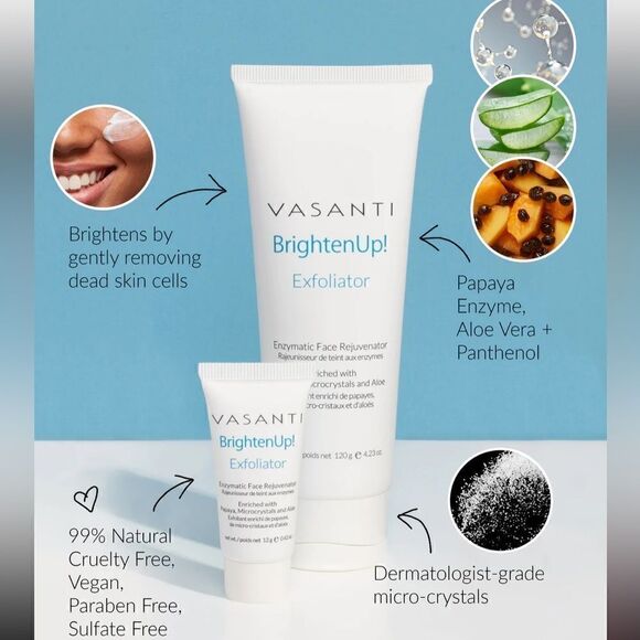Vasanti BrightenUp! Exfoliator - Enzymatic Face Rejuvenator - Deluxe Sample 20g - Picture 16 of 16